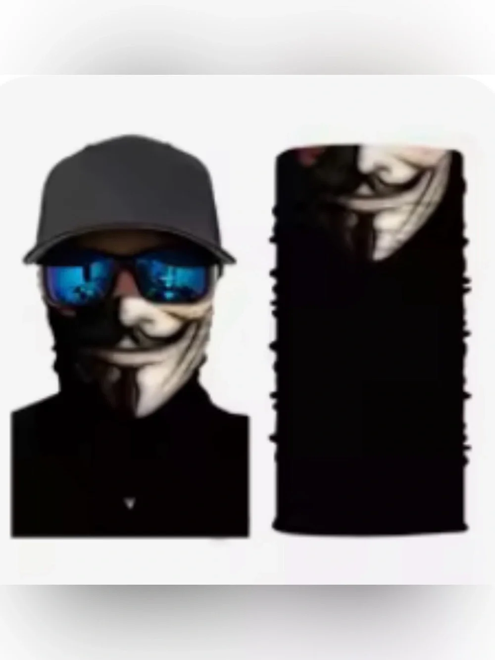 Men's Black Face Gaiter Anonymous - V for Vendetta Mask Graphic